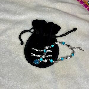 Swarovski Crystal “Monaco” Bracelet Blue & Clear With Heart Pendant